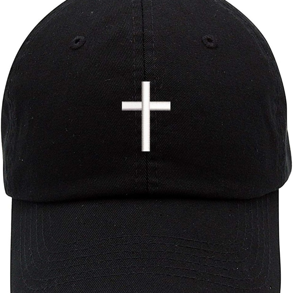Classic Black Cap with White Cross Embroidery